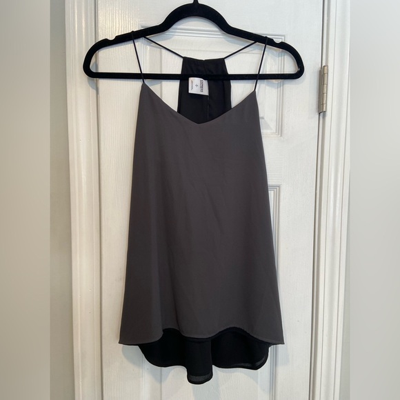 Express Size S Gray Black Barcelona Cami Keyhole Spaghetti Strap Reversible Tank - Picture 1 of 11